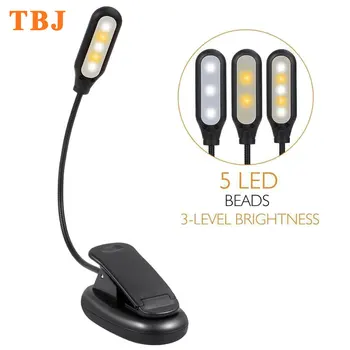 

5 LED 3 Brightness Modes Clip Werded Reading Light USB Rechargeable for Night Reading