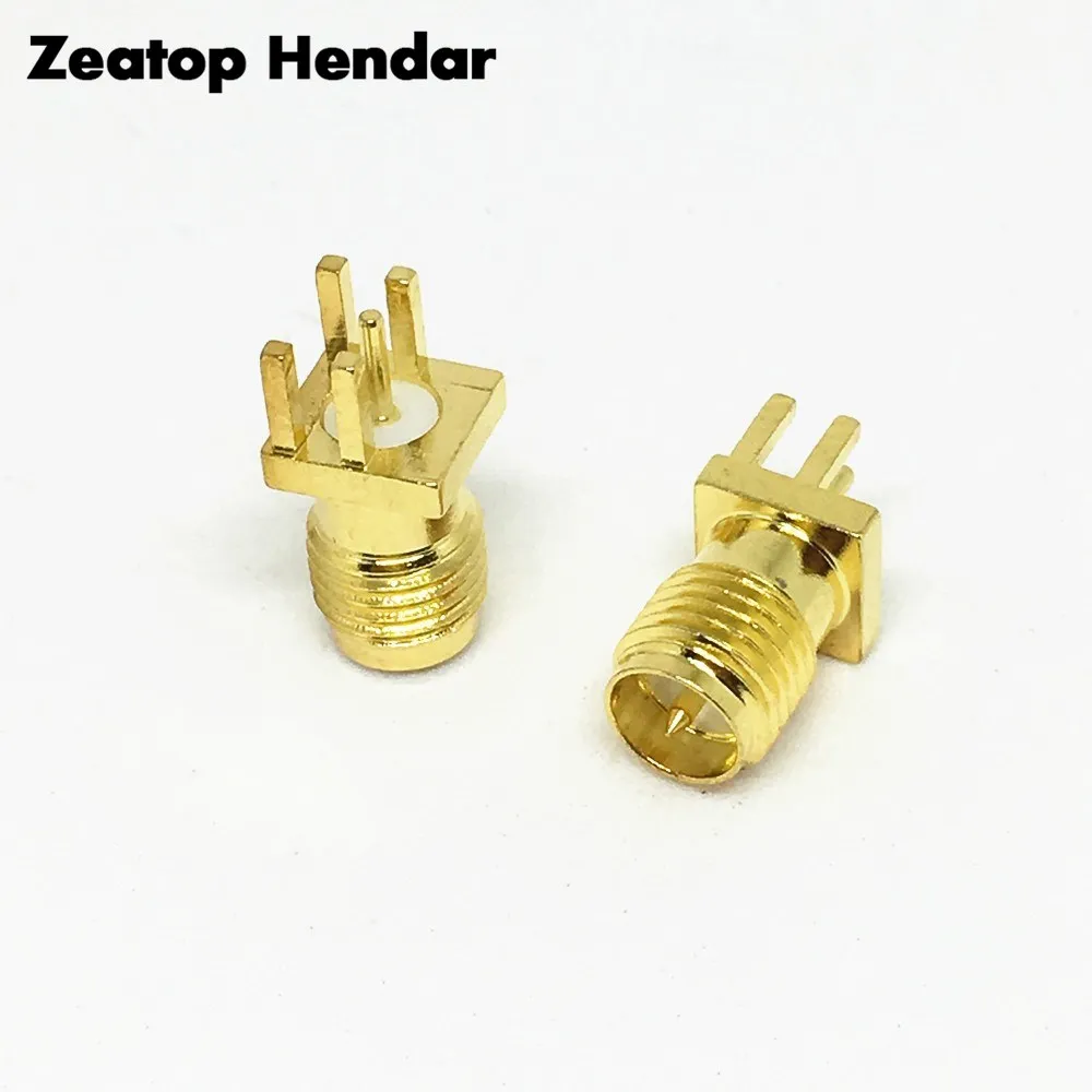 5Pcs Gold Brass RP SMA Female Jack Solder PCB Clip Edge Mount Straight