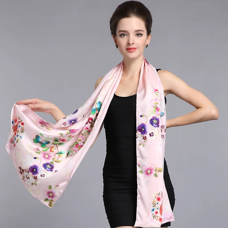 

100% Silk Supple Scarf, Spring Women Scarves,Floral Printed Female Scarfs,Fashion Shawl Luxury Brand for Lady, Fashion Design