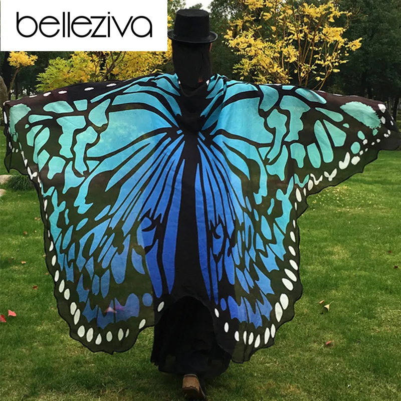 

Belleziva 2017 Pareo Beach Cover Up Butterfly Wing Cape Bikini Cover Up Swimwear Women Robe De Plage Beach Bathing Suit Cover Up