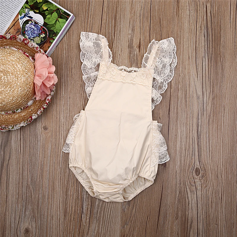 2018 New Summer Baby Romper Girl's Princess White Lace Romper Baby Clothes Newborn Backless Jumpsuit