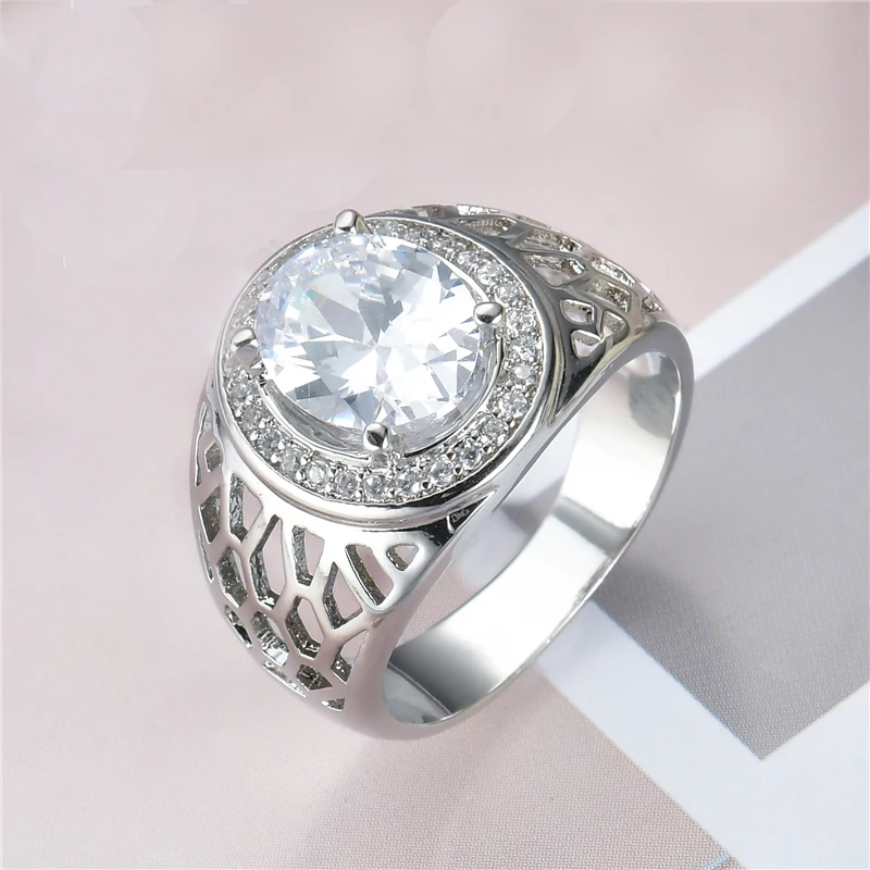 WalerV New Fashion Jewelry for Women Men Custom Rings Personalized White Zircon Mosaic 925 Silver Wedding Prom Fingers Gift 6-10