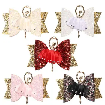 

Ballerina Shape Glitter Bow Sparkly Headwear Hair Clip For Women Girls Hairpin Children Kids Barrettes Hair Accessories