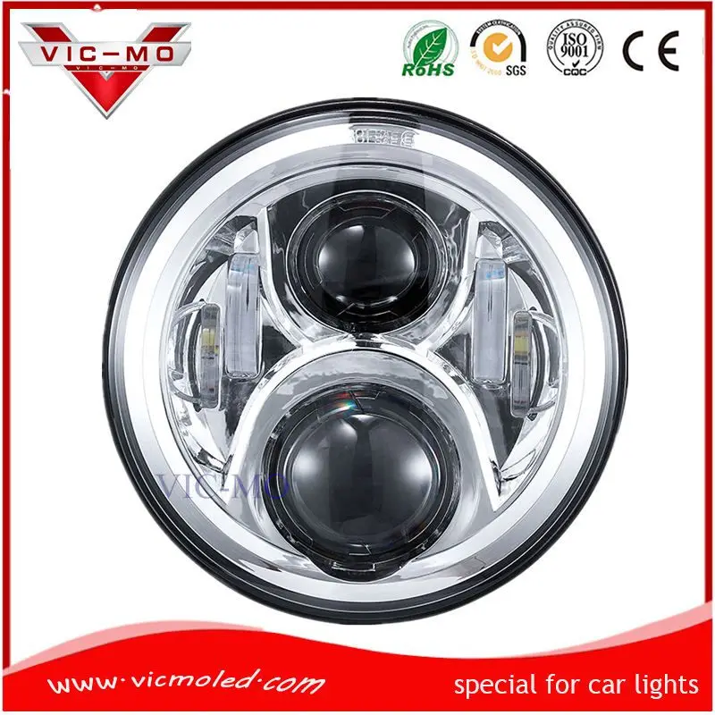 Black/Chrome 7" Inch Headlight For Harley Softail Slim Fat Boy Street