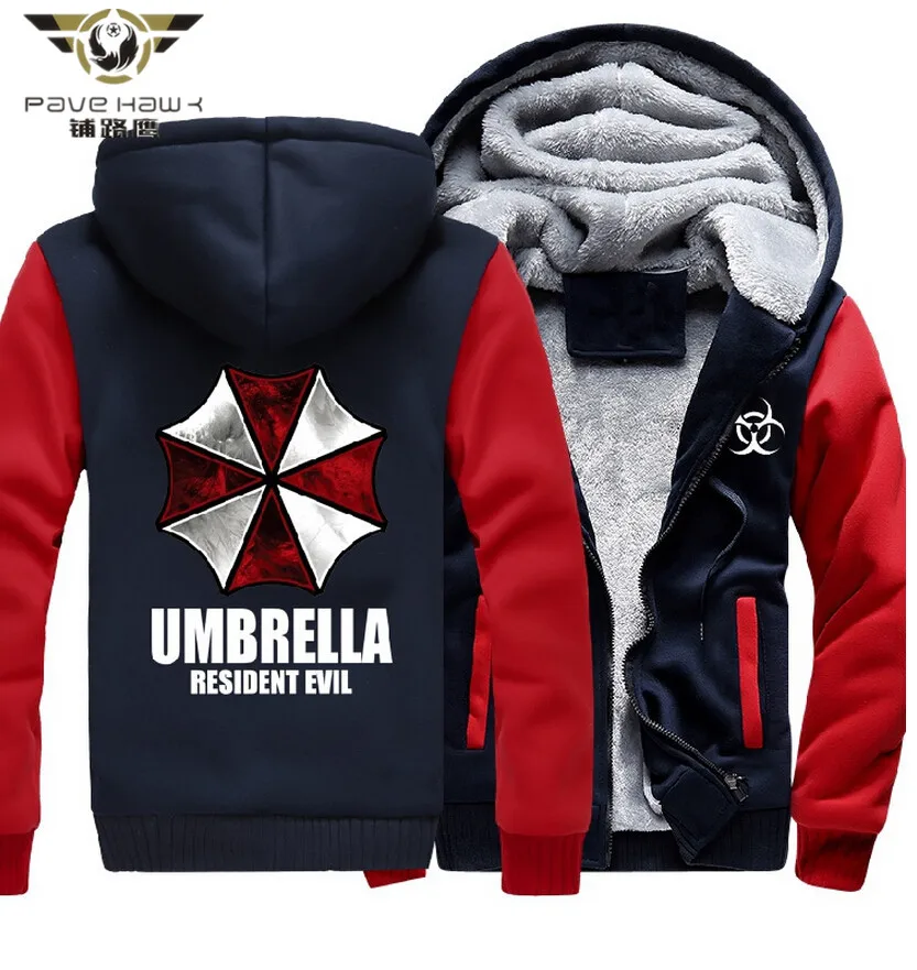 

Dropshiping USA size Men Women Resident Evil Umbrella Zipper Jacket Sweatshirts Thicken Hoodie Coat Clothing Casual