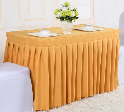 Полиэстеровая юбка для свадебного стола для скатерти, скатерть для стола, украшение для свадебного банкета - Цвет: Золотой