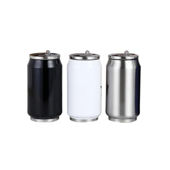 

300ML Stainless Steel Vacuum Flask Creative Coke Cup Teacup Reusable Mug Lid Water Bottle Beverage Kettle Straw Cup