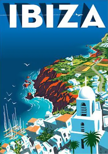 Ibiza Island винтажный Ретро дорожный Шелковый плакат настенный Декор картина для