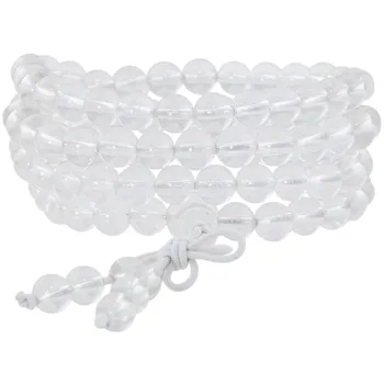 

SUNYIK Natural Rock Quartz Crystal 6mm Buddhist Buddha Meditation 108 Prayer Bead Mala Bracelet/Necklace