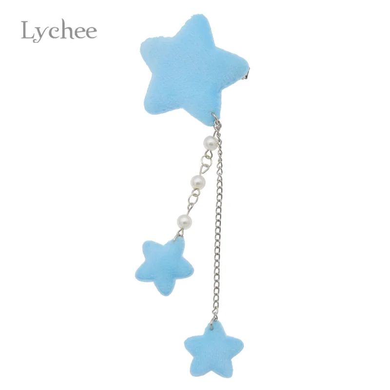 Lychee японский стиль симпатичный разноцветный Лолита звезда кисточкой заколки для волос головные уборы аксессуары для женщин Девушка - Окраска металла: Blue
