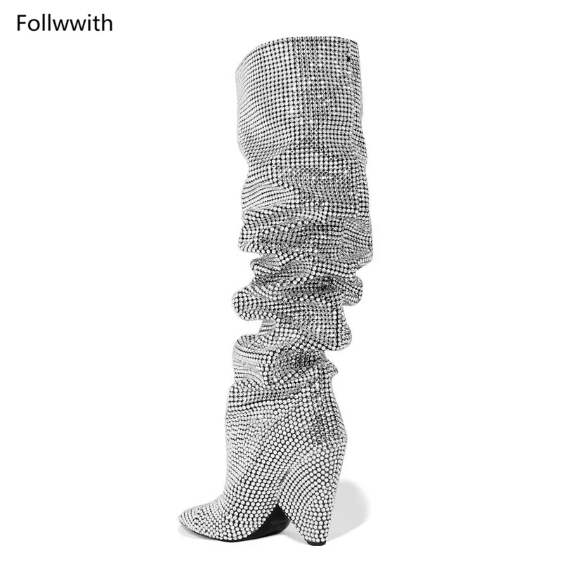 La Zapatos 2018 Estilos Nuevo Mujeres as 1 Caliente Cuero Pic As Botas Real Pic multi Largo Bling Rodilla Mujer Cristal as Riri Rhinestons Pic Cubierta crystal 0wwqav7