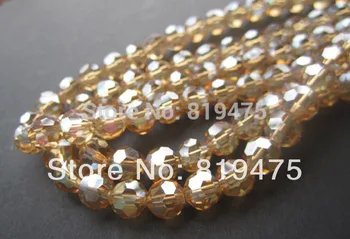 

(70 pieces/lot) 8mm Glass crystal beads Faceted Round Gold Champagne AB color for jewelry making