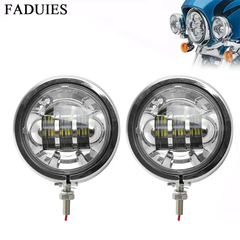 23 4.5 LED Fog Light Outer Cover Trim Frame Aluminum Bracket Outer Casing Mount Housing For Harley Motorcycle (16)