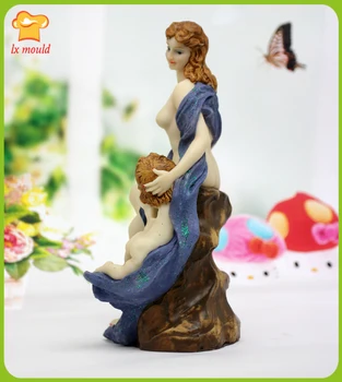 

The whole network exclusive 3D goddess statue candles silicone mold resin clay plaster hand Decoration mold