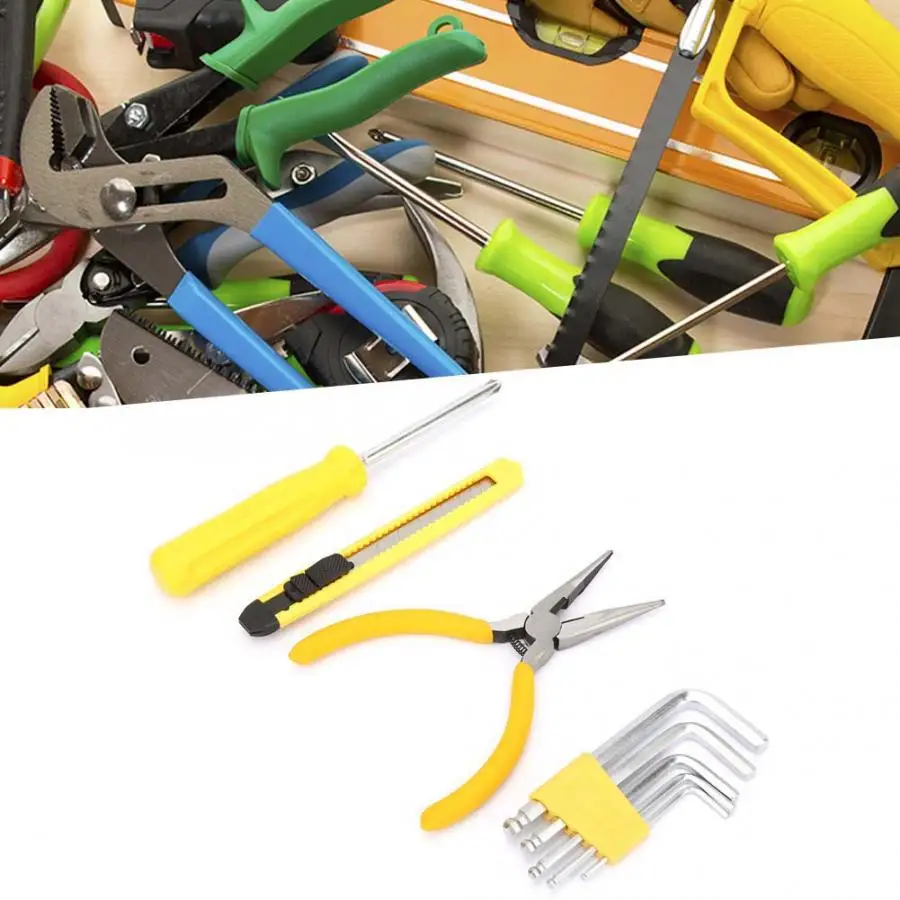 Hand Tool Set Household Tool Kit DIY Screwdriver Pliers Wrench Home Repair Hand Tools Set 013108 Repair Tool Set