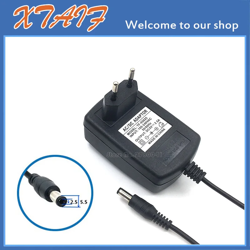 Guy-Tech Adattatore convertitore AC 1A compatibile con 12V, 500mA, alimentatore 0.5A, caricatore DC 5.5mm x 2.1mm spina EU