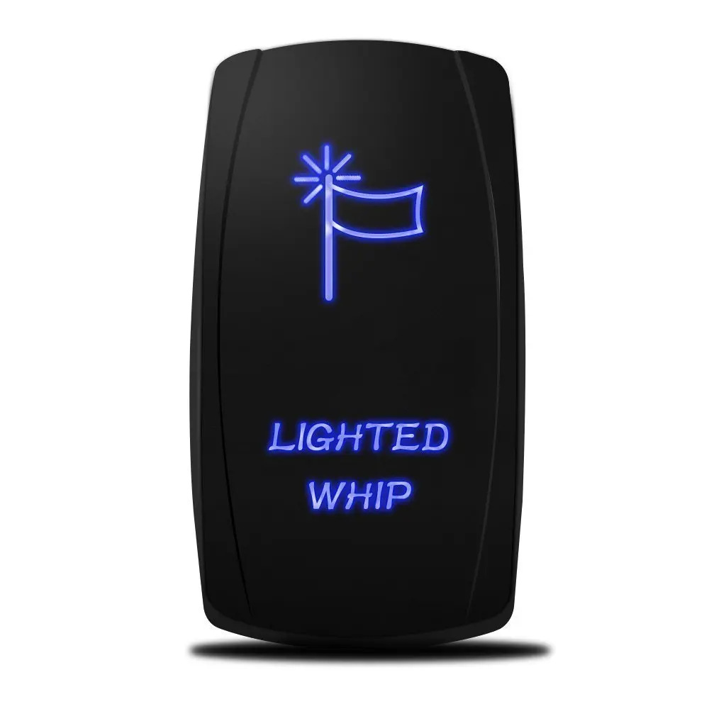 

5Pin Laser Lighted Whip Rocker Switch On-Off LED Light 20A 12V, Blue