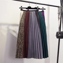 Сезон весна-лето; леопардовые плиссированные юбки для женщин; модные брендовые юбки с высокой талией; Женская юбка миди в стиле пэчворк; Boho Faldas Mujer Saias