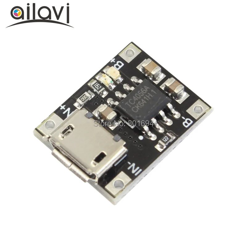 

TC4056 Mini Lithium Battery Charging Module Supports MICRO USB 5V-6V to 4.2V 1A Charger Board 3.6V3.7V 18650 Charger