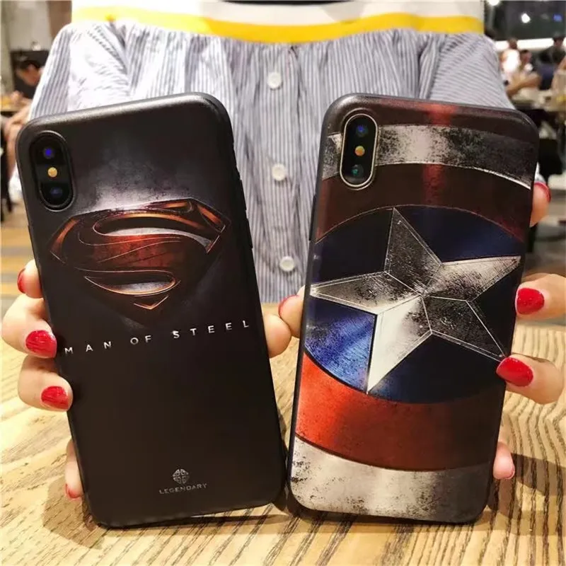 Рельефный 3D чехол Marvel Super Hero для iPhone 11Pro Max 5 5S SE, мягкий ТПУ чехол для телефона s для iPhone 6 7 8 Plus X XS Max XR, чехол СУПЕРМЕНА для iPhone 11