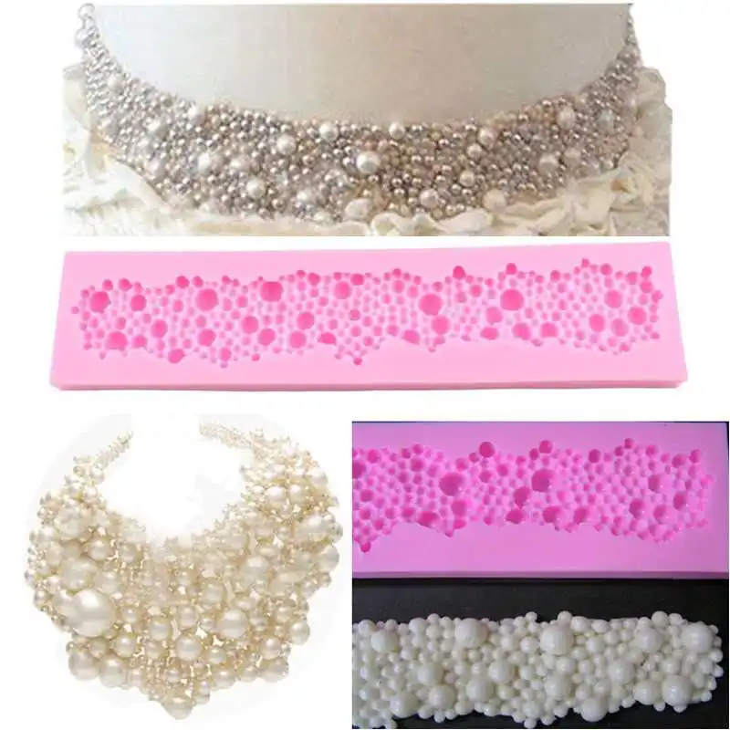 

Free shipping Pearls Beads Shape Silicone Mold Baking Fondant Cake Decor Sugarcraft Mould kitchen decoration