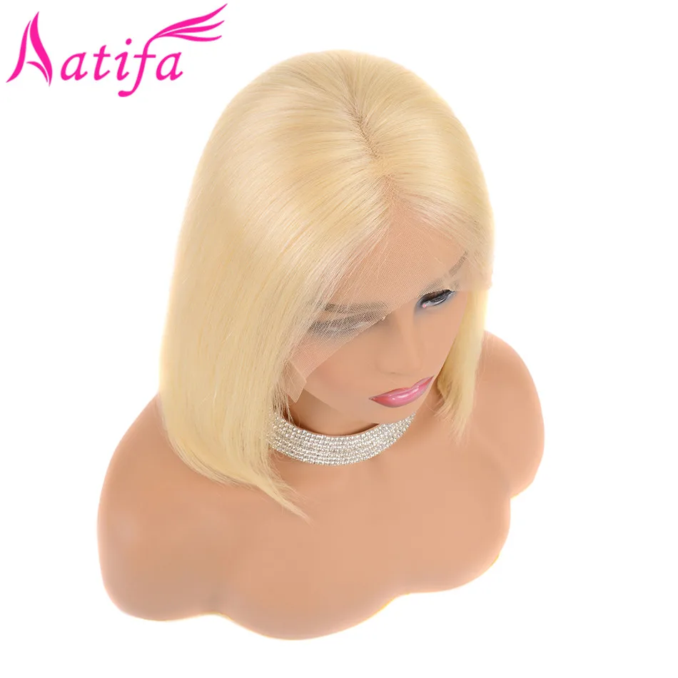 Short Bob Lace Front Human Hair Wigs Brazilian Straight Hair Wigs Pre Plucked Natural Hairline Remy Hair Pink grey 613 blonde