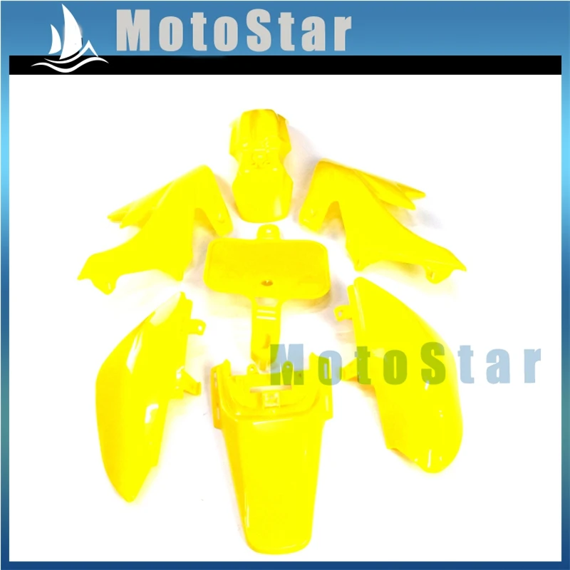 Желтый Пластик обтекатель для крыла Наборы+ винты+ газа топливного бака+ вентиляционный клапан для Honda XR50 CRF50 для Dirt Pit Bike 50cc-160cc
