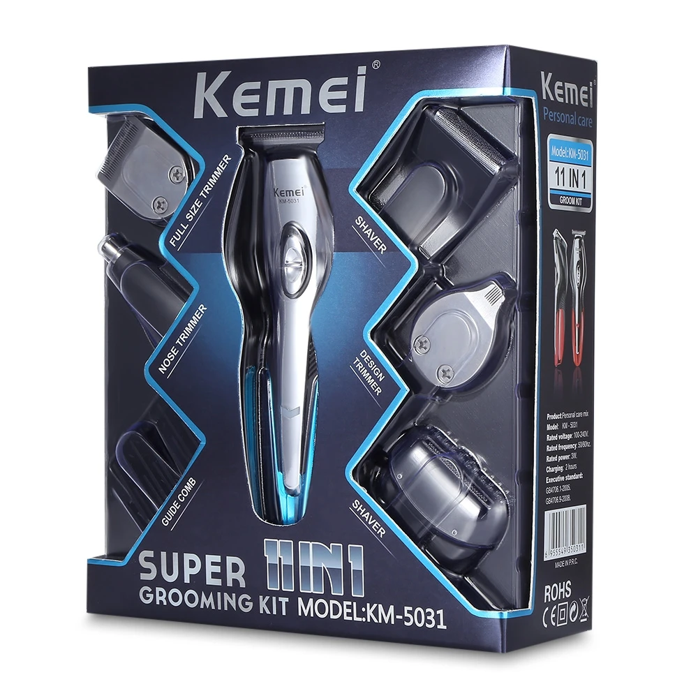 Kemei Горячая 11в1 профессиональная электрическая машинка для стрижки волос триммер Стрижка бритва борода бритва Инструменты для укладки перезаряжаемый