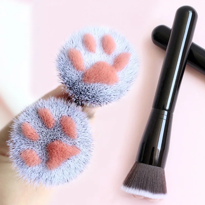 

1Pcs Cat Claw Shape Makeup Brushes Powder brush Kawaii Foundation Brush Man-Made Fiber Hair Birch Handle Beauty Tool JS9