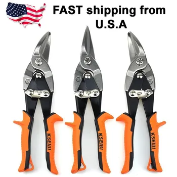 

KSEIBI 142032 Sheet Metal Aviation Snip Cutter Set 10 Inch Length 1 3/8 inch Cutting Capacity Straight Left and Right 3 Pack