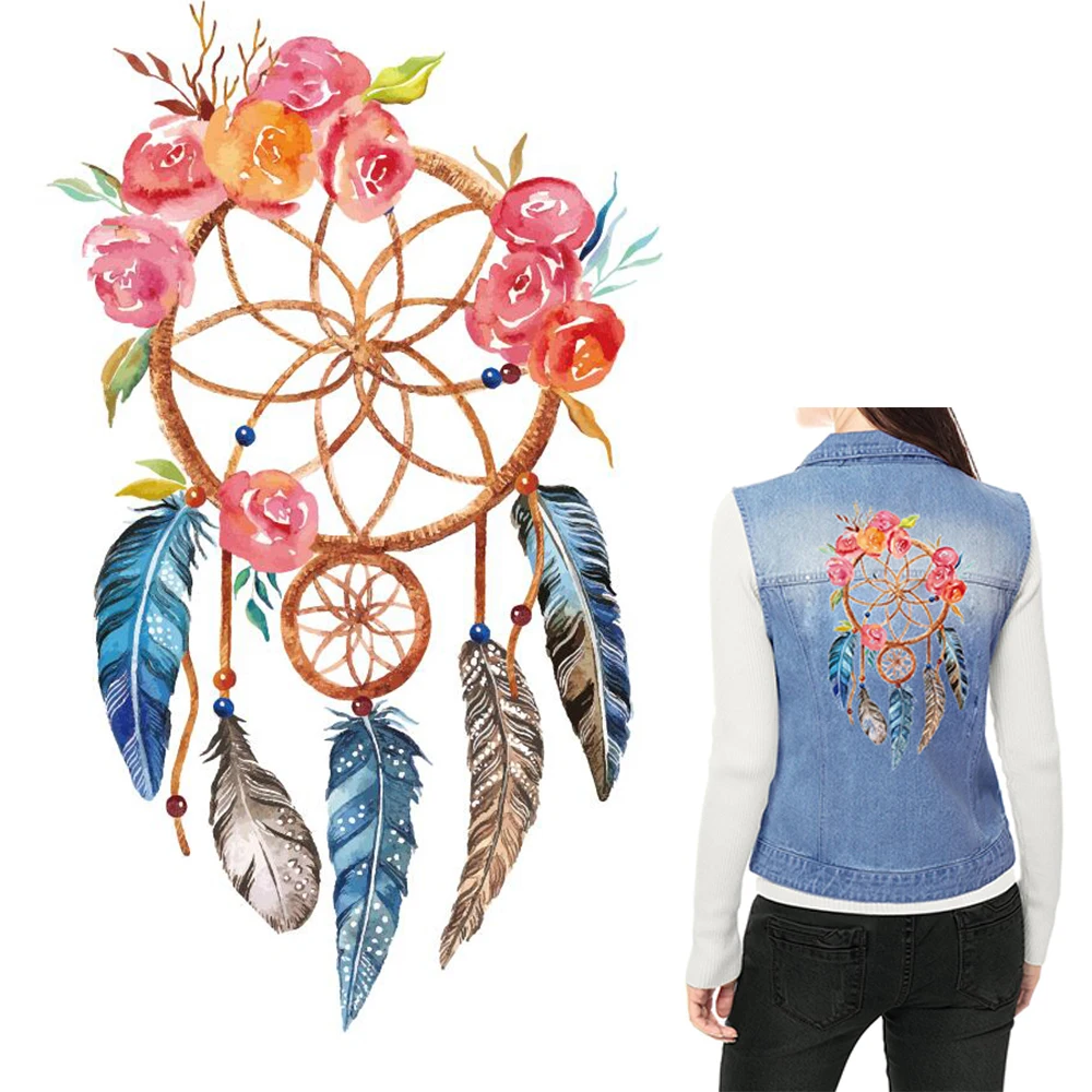 

2 Styles A-level Dreamcatcher Patches Iron On Transfer Stickers Heat Transfers Patch For DIY Fabric Applique Clothing T-shirt