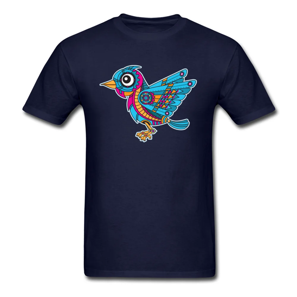 Mechanical Bird T Shirt Slim Fit Short Sleeve On Sale Crew Neck 100% Cotton Tees Europe Tops & Tees for Men Summer/Fall Mechanical Bird navy