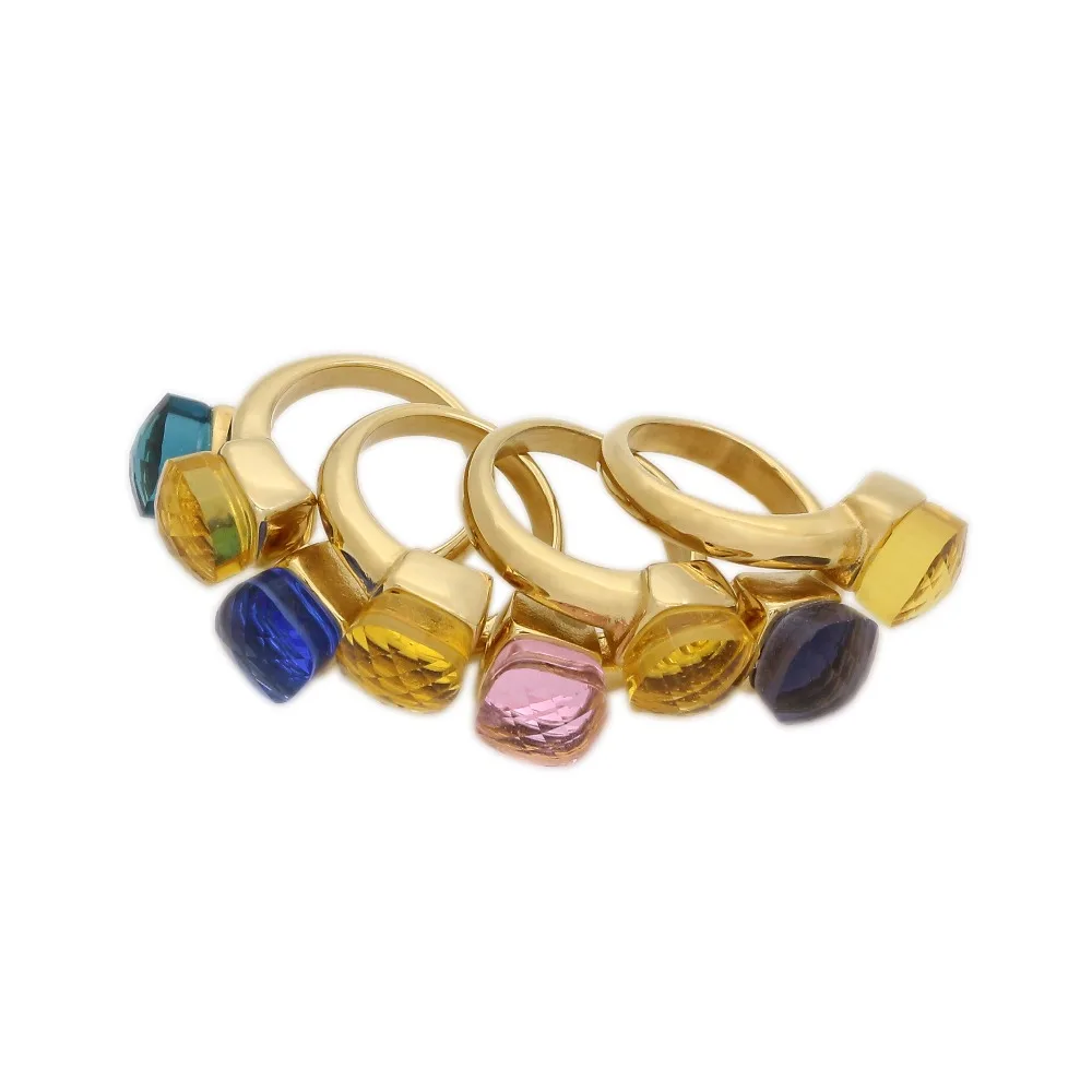 Diy Combination Double Ring For Women Jewelry JSBAO Pink Purple Glass Gold Stainless Steel Fashion ring set gold color rings stainless steel ring finger ring gold color ring adjustable rings