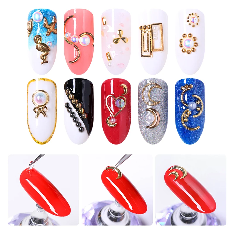 

Nail Rhinestones Colorful 3D Nail Stones Shiny Crystal Flat Back Rivet Studs Mixed Size Nail Art Decorations Design