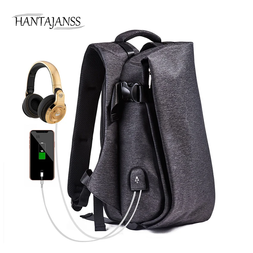

HANTAJANSS New Luxury Designer Backpack for Men Laptop USB Charging School bag Fashion Large capacity Backpacks Travel Rucksack