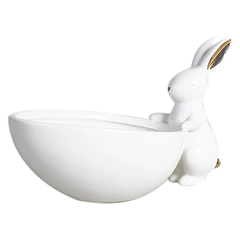 

NHBR-Ceramic Fruit Plate Decoration Rabbit Storage Tray Creative Snack Plate Jewelry Plate