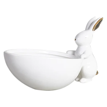 

NHBR-Ceramic Fruit Plate Decoration Rabbit Storage Tray Creative Snack Plate Jewelry Plate