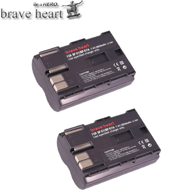 2battery МА/ч. аккумулятор BP-511A BP 511 511A BP511 BP-511 Батарея для Canon 300D 10D 20D 30D 40D 50D PowerShot G1 G2 G3 G5 G6 90 90IS камера - Цвет: 2battery