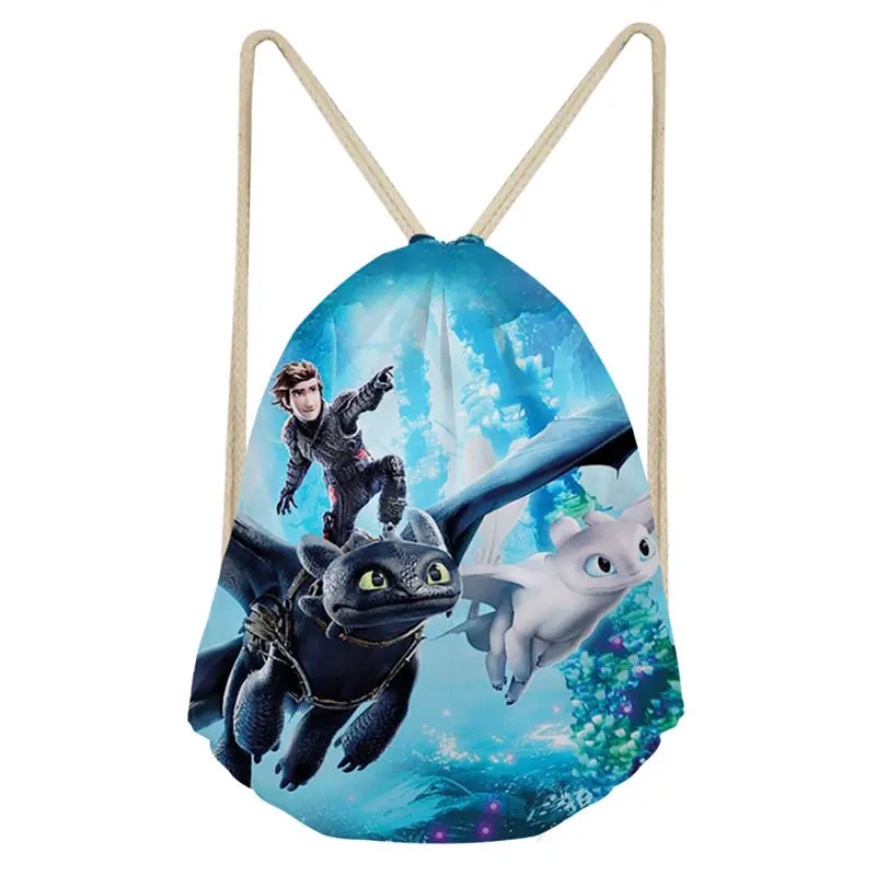 

THIKIN How to Train Your Dragon Prints Woman Girl Drawstring Bag Polyester Fashion School Shoulder Bag Travel Teenagers Mochila