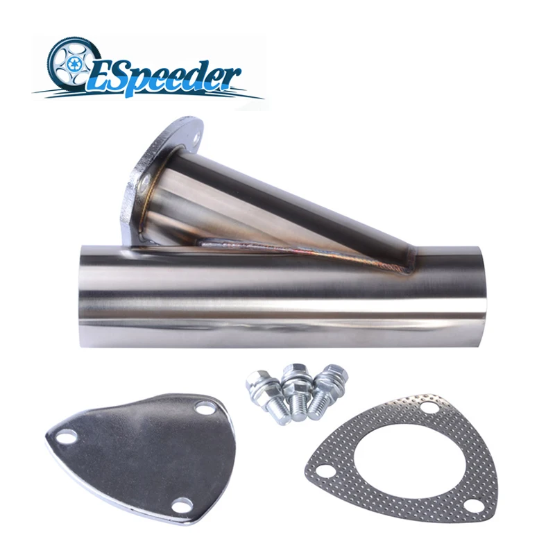 ESPEEDER 3 Inch Stainless Steel Headers Y pipe Electric Exhaust CutOut