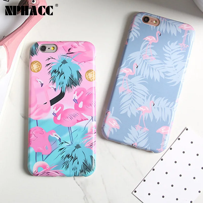NPHACC Fashion Soft IMD Colorful Flamingo Case Cover For iphone 6S 6 7 7Plus 8 plusCute Cartoon Animal Ostrich Phone Cases HOT |