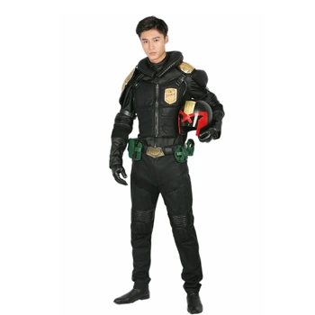 

Movie: Dredd Cosplay Judge Dredd Costume Black PU Leather Deluxe Uniform Judge Dredd Halloween Cosplay Costume For Men