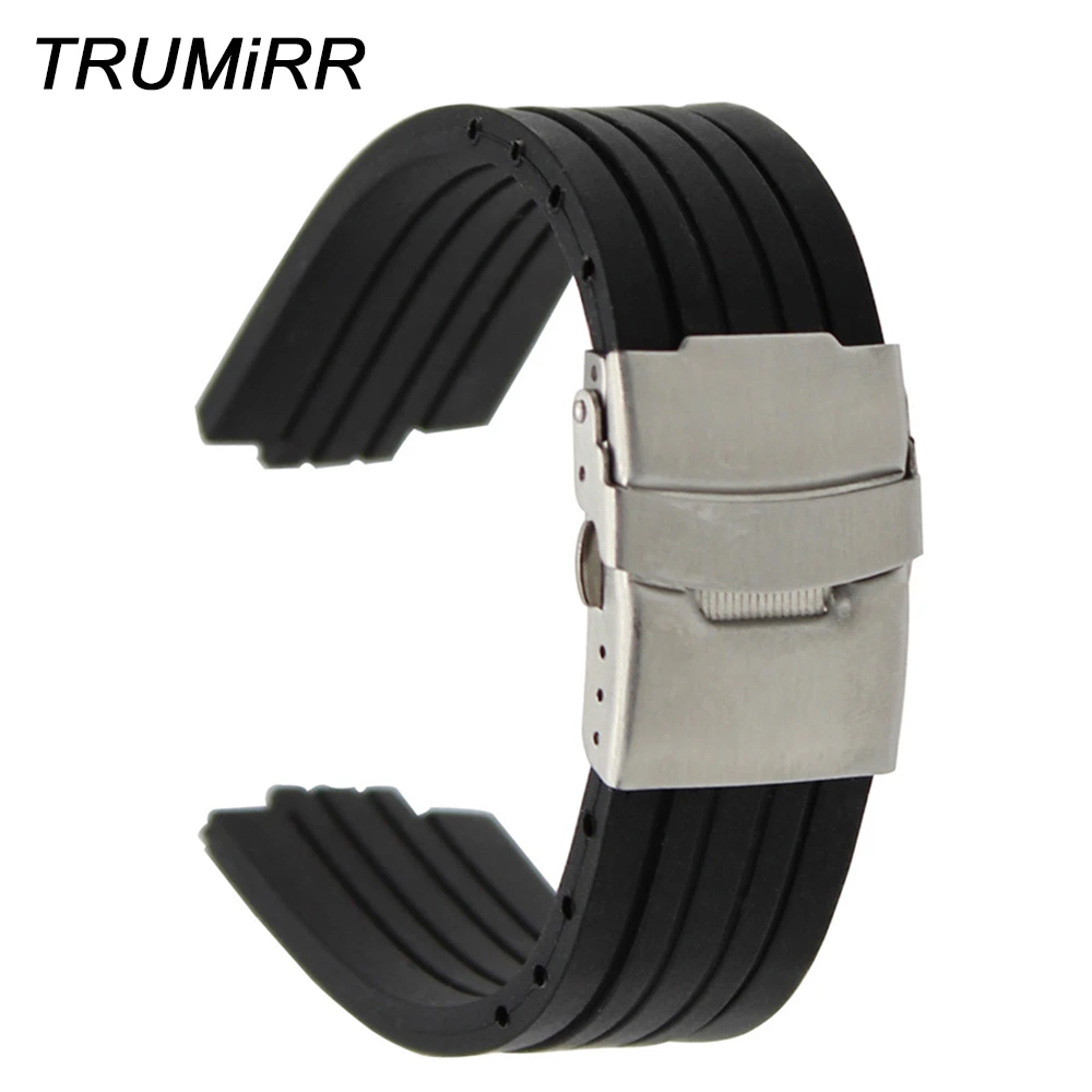 23mm 24mm X 9mm 10mm 11mm Convex Watch Band Silicone Rubber Watchband