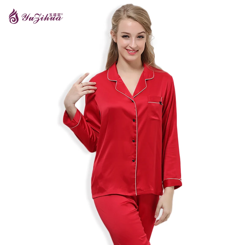 YUZIHUA New High Quality Women Pajamas Satin Pijamas Feminino Mujer Pajama Silk Nightwear