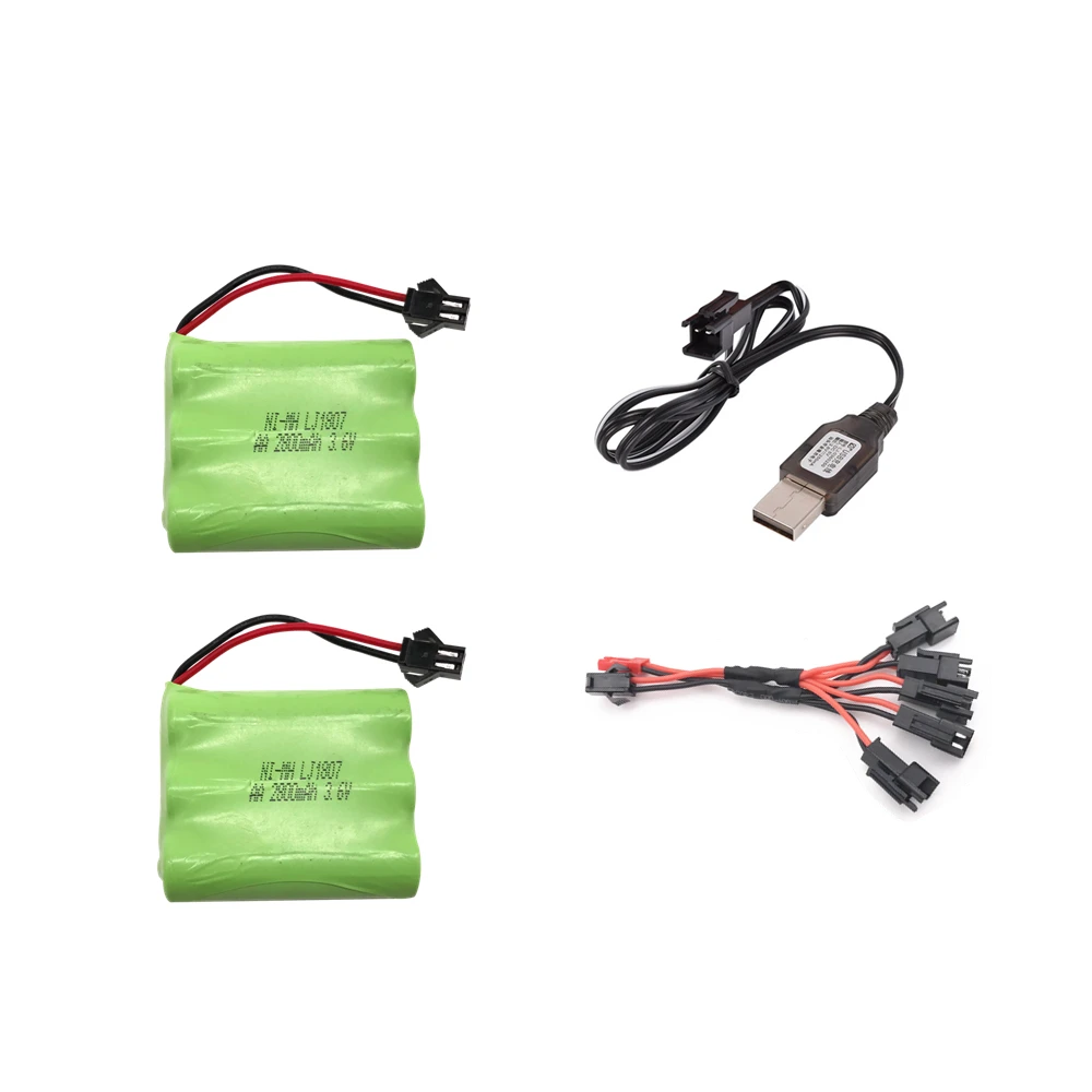 3,6 v 2800mah аккумулятор Ni-MH аккумулятор AA NIMH 3,6 v аккумулятор для RC игрушечных автомобилей модель лодки RC игрушка 3,6 V батарея - Цвет: 2pcs USB