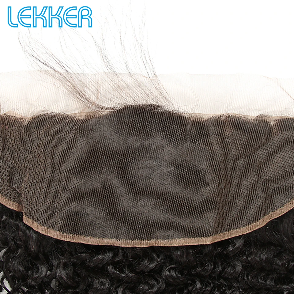 Lekker Волосы Кудрявые человеческие волосы закрытие бразильские человеческие волосы для наращивания 13X4 швейцарские кружева лобовое прозрачное афро кудрявое закрытие