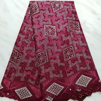 

African Lace Fabric 2019 Embroidered Nigerian Laces Fabric Cotton Lace French Tulle Lace Fabric For Wine Red Women Dress