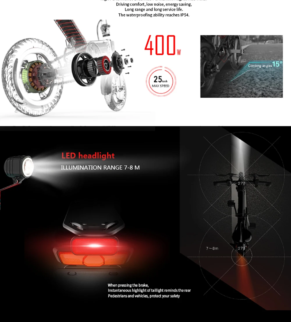 Discount Y2 48V 7.5Ah Smart E Bike 400W Rear Suspension Disc Brake Foldable E Bicycle Mini Folding Electric Bike 3