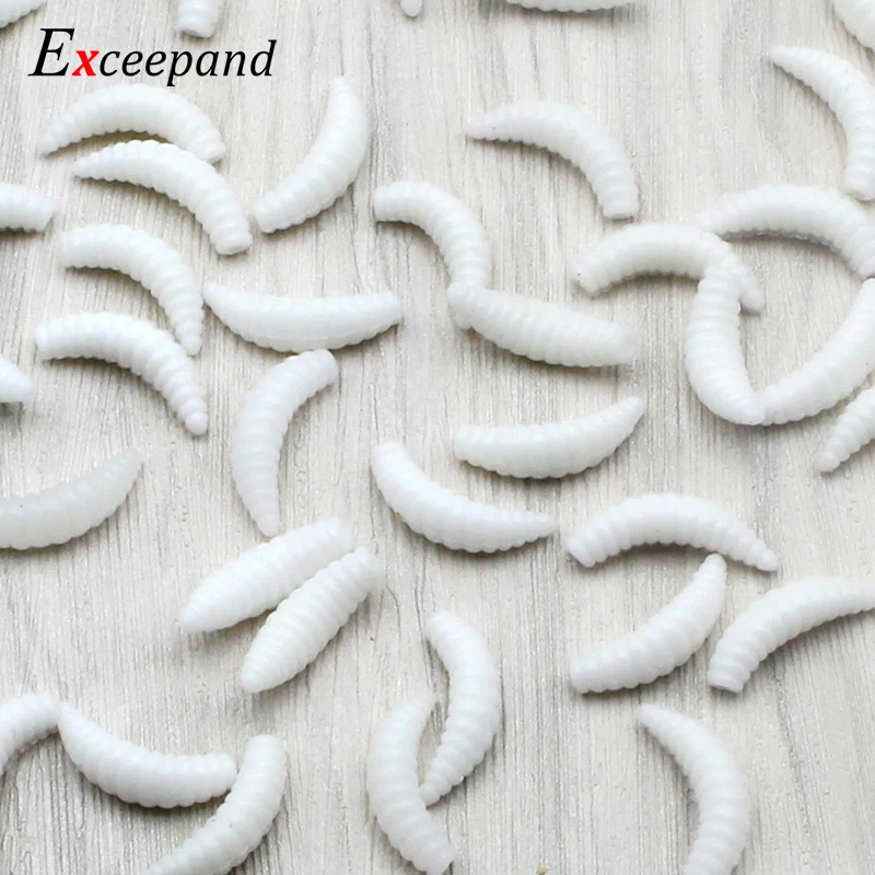 Exceepand 50 Pieces 2 cm 0.4 g Maggot Grub Soft Lure Lifelike Worm Fishing Bait Fly Crap Fishing Tackle