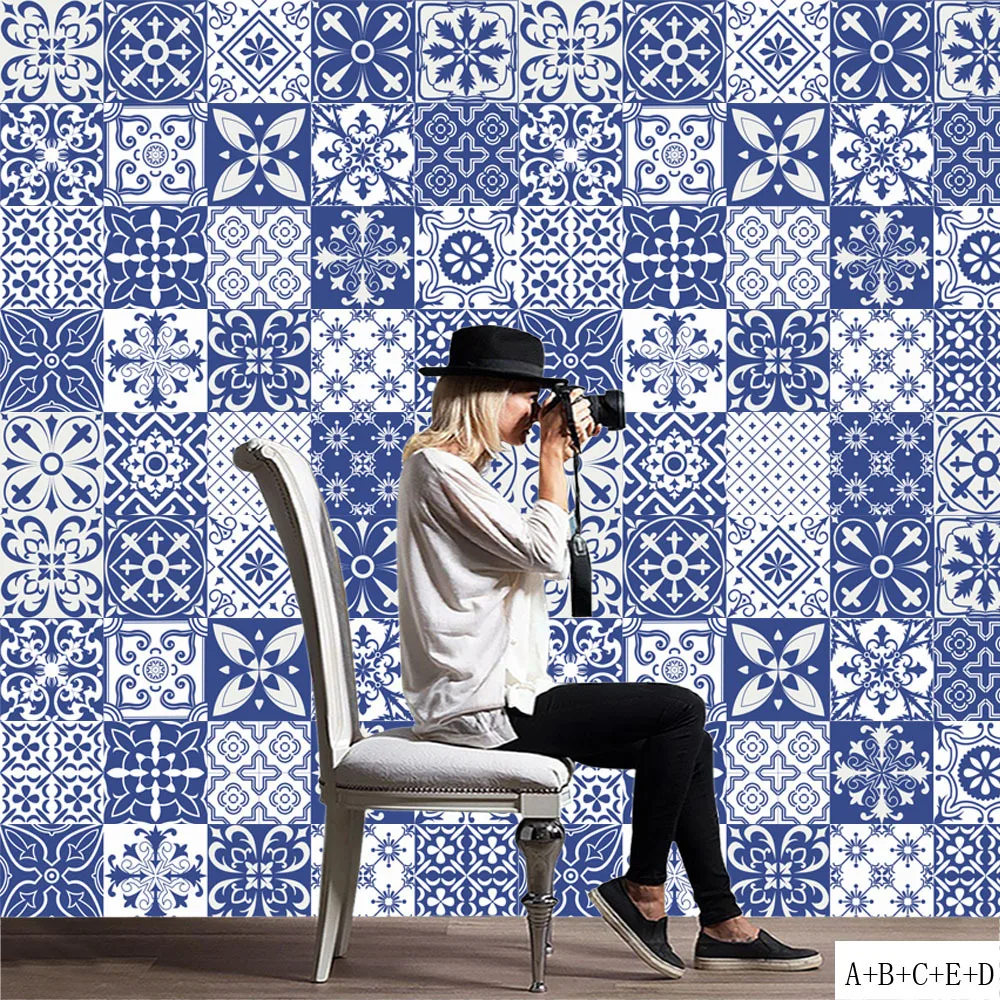 Марокко классическая плитка наклейки для Кухня Ванная комната DIY Декор стены обои Виниловая наклейка для дома 5 шт. 20x20 см гостиная мебель